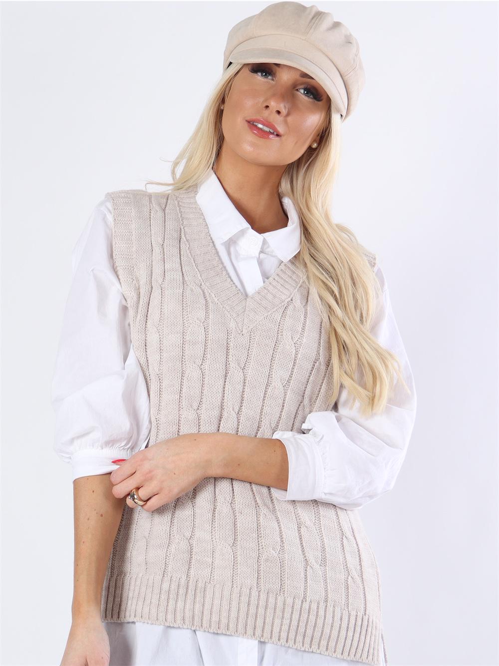 Aisha - Strikvest med v-udskæring